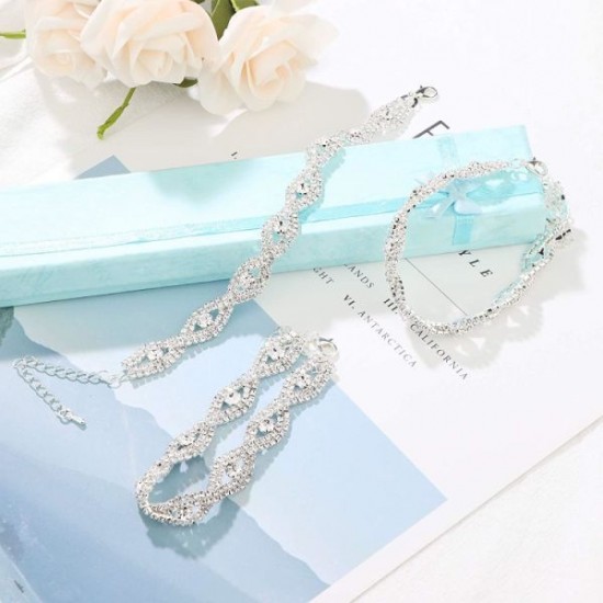 3PCS Bridal Wedding Bracelets Set Made With Clear Crystals Sets For Women Or Bridesmaids 3PCS Bridal Wedding Bracelets Set Made With Clear Crystals Sets For Women Or Bridesmaids